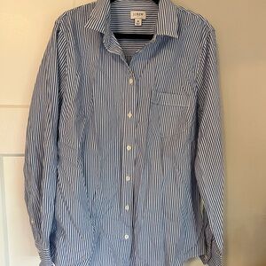 J.Crew Light Blue and White Pin Striped Top